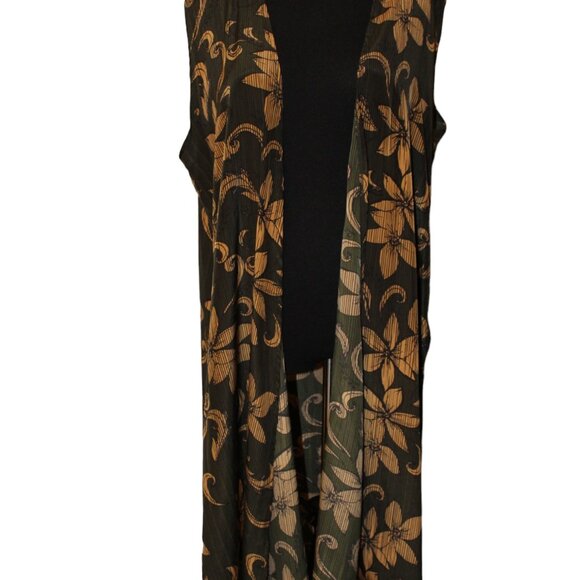 FALL SALE! Lularoe Floral Open Long Cardigan Sleeveless Cover Up Duster L - Picture 3 of 9